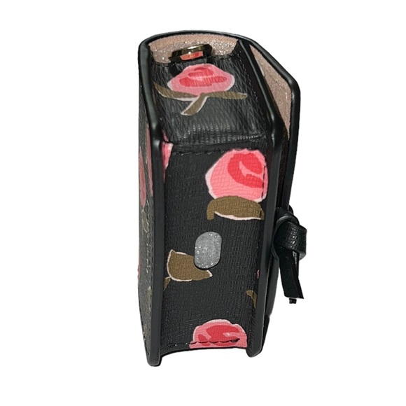 KATE SPADE Black Pink Floral Rose AirPod PRO Chain Crossbody Bag Case - Picture 12 of 14